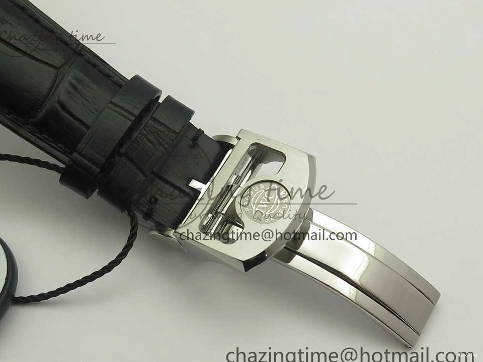 MIROTIME 0426 Upgraded Portuguese Flying Tourbillon SS White Dial 2 Sub Dials on Black Leather Strap 7161